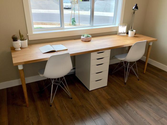 Hack desks shelves hacks providence linnmon butcher block kallax workspace